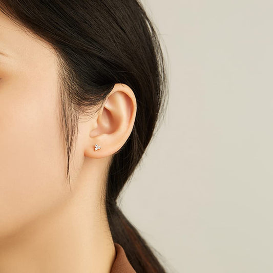 Rockyu ピアス レディース S925 三角ジルコニア スタッドピアス 金属アレルギー対応