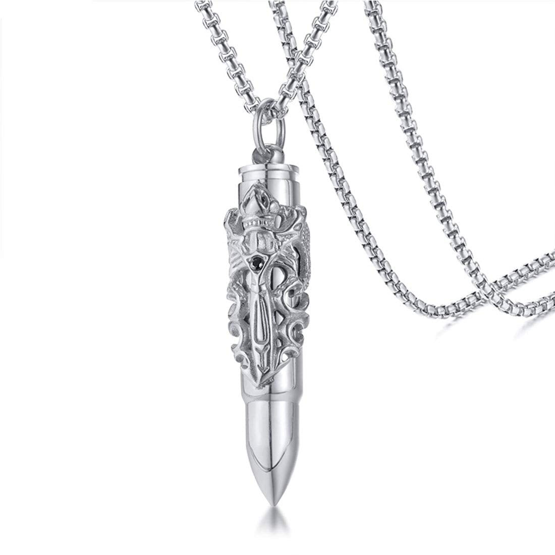 Rockyu 弾丸ドラゴンクロスネックレス メンズ ステンレス製 ゴールド&シルバー ペンダント