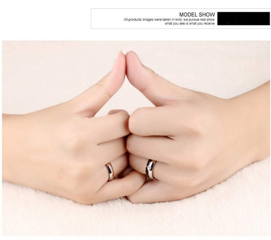 Rockyu ペアリング チタン製リング ジルコニア 一粒ダイヤ風 おしゃれ結婚指輪