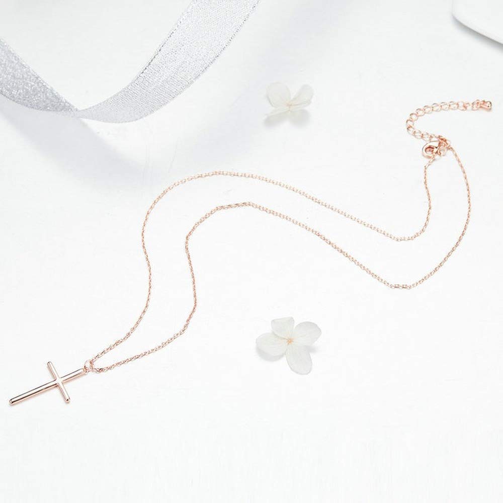 Rockyu レディース 十字架 シルバー ネックレス ステンレス シンプル