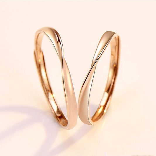 Rockyu シンプルクロスデザイン リング レディース ピンクゴールド&シルバー 18Kメッキ フリーサイズ