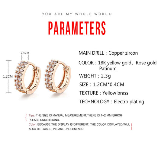 Rockyu ピアス レディース 小さめフープ リングピアス CZダイヤ 18K仕上げ ピンクゴールド・ホワイトゴールド・Kゴールド