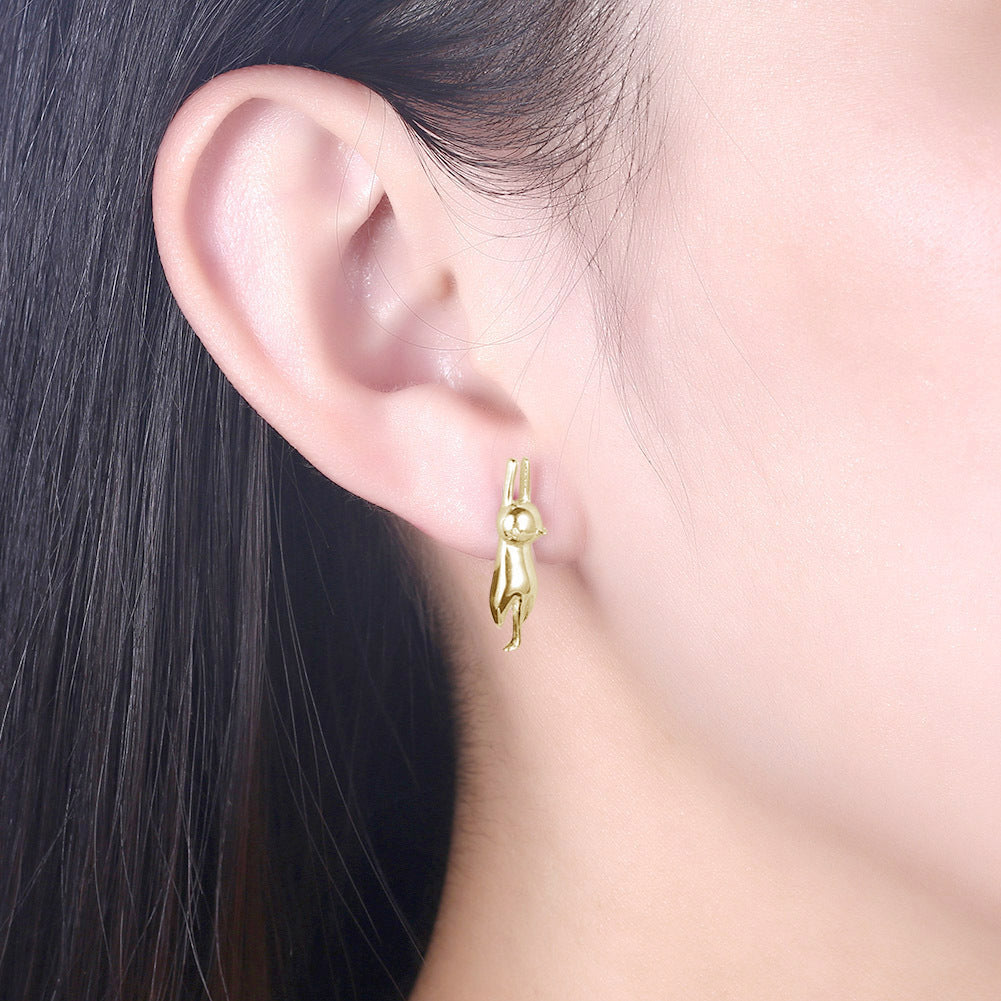 Rockyu ピアス レディース うさぎモチーフ 925シルバー製 ユニークデザイン 小ぶり アレルギー対応