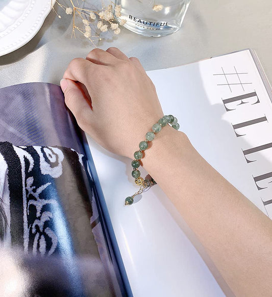 Rockyu 生命樹ブレスレット 天然石 緑松石 数珠 10mm メンズ レディース パワーストー
