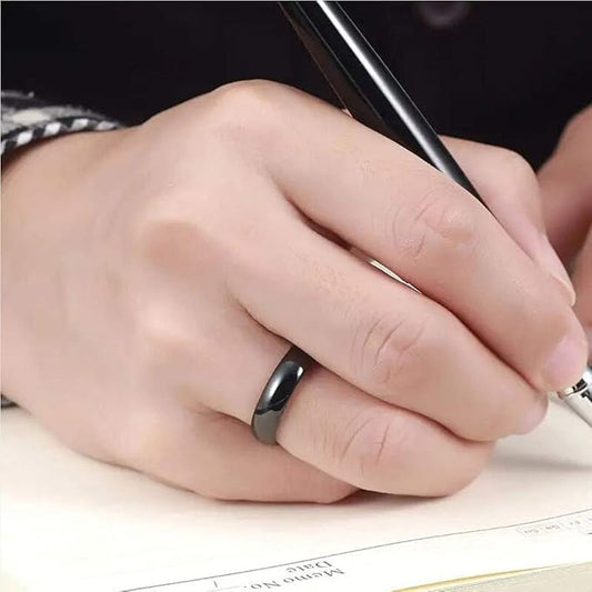 Rockyu タングステンリング ブラック メンズ レディース 4mm/6mm 甲丸 鏡面仕上げ シンプル 指輪