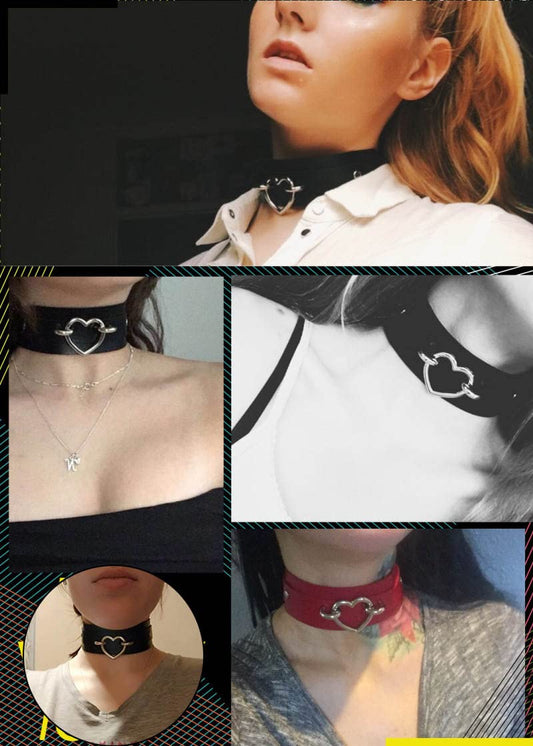 Rockyu 本革ハートチョーカー レディース