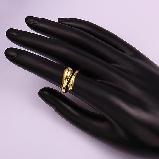 Rockyu レディースファッションリング 蛇モチーフ シルバー&ゴールド&ピンクゴールド