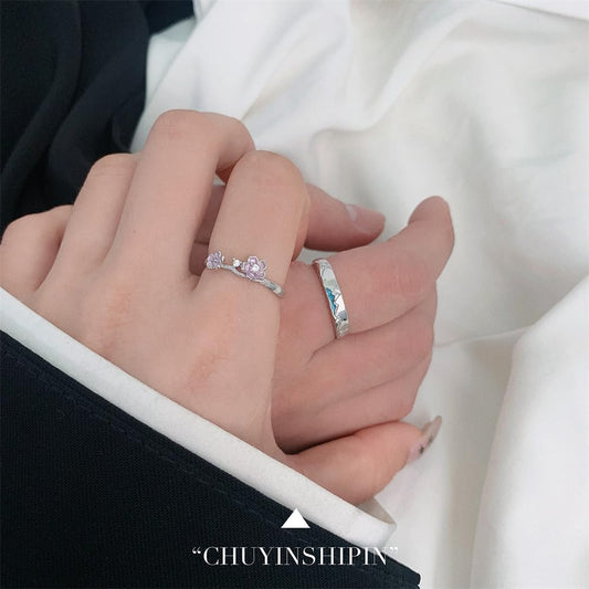 ペアリング カップル 人気 フリーサイズ 2個 セット お洒落 結婚指輪 シルバー925リング 富士山 桜 愛の証 バレンタインデー 恋人の日 プレゼント