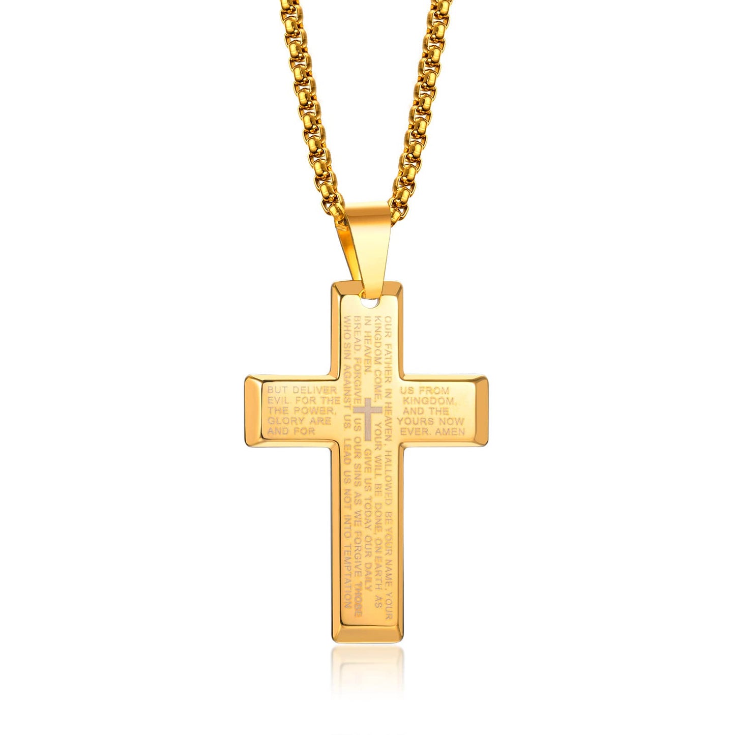 Rockyu クロスネックレス ステンレス メンズ ゴールド ブラック シルバー ペンダント