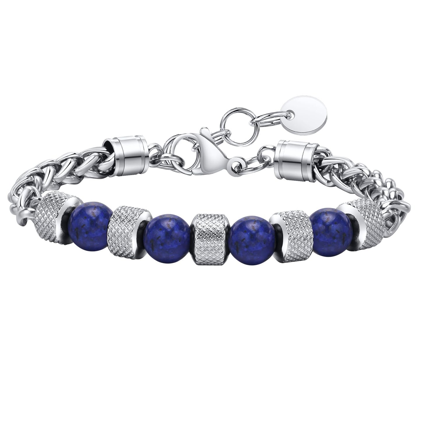 ブレスレット メンズ 天然石 ステンレスチェーン 虎眼石/ラピスラズリ/黒瑪瑙