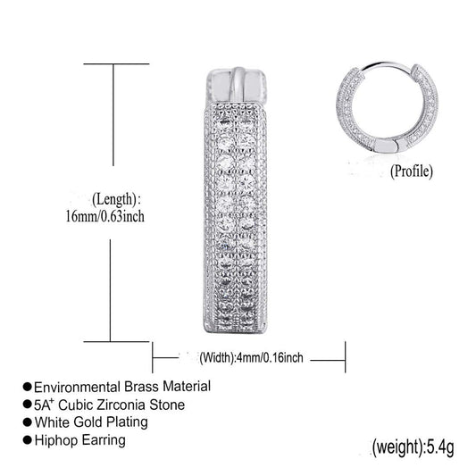 Rockyu フープピアス レディース ジルコニア シルバー&ゴールド ヒップホップスタイル
