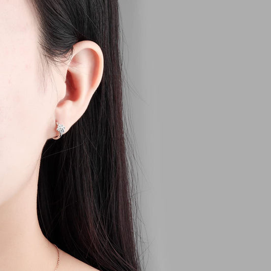 Rockyu フープピアス レディース 肉球モチーフ ジルコニア リング型 猫好きアクセサリー