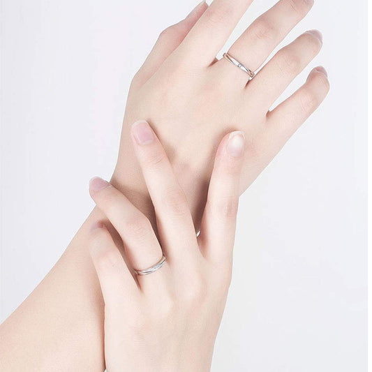 Rockyu 永遠の愛 ジルコニア ペアリング シルバー925 メンズ レディース フリーサイズ