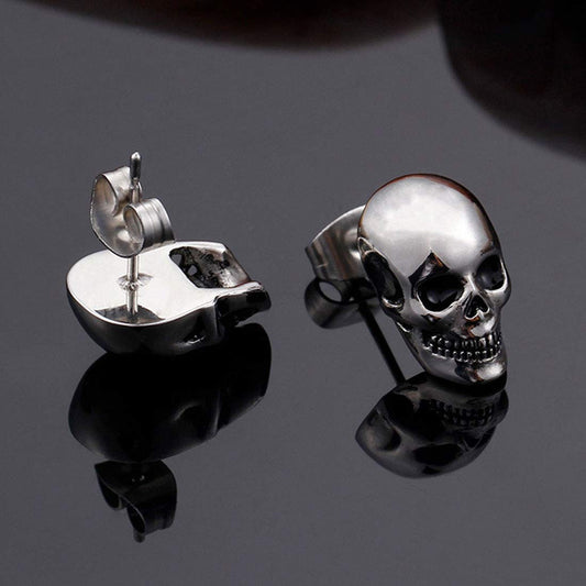 Rockyu ピアス メンズ スカル シルバー チタン合金 両耳セット