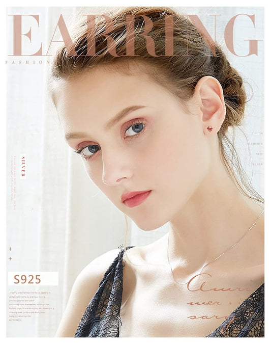 Rockyu ハート型クリスタルピアス【シルバー925・金属アレルギー対応】