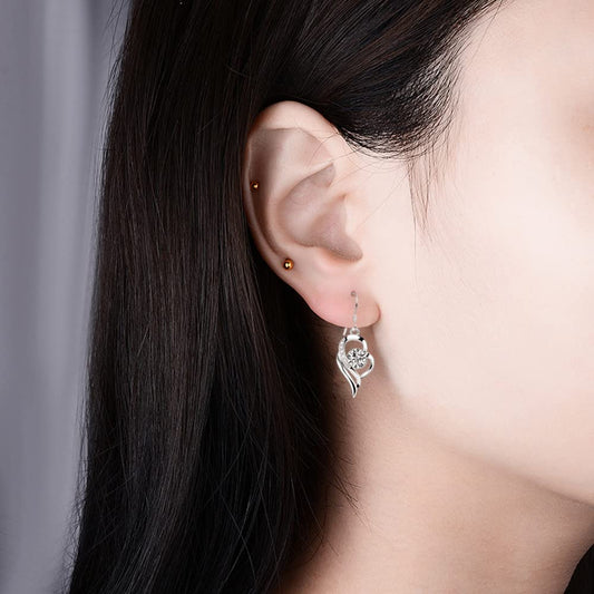 Rockyu レディース ハートフックピアス S925 シルバー ジルコニア 揺れるデザイン アレルギー対応