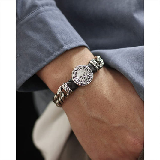 Rockyu メンズ スカルブレスレット シルバー 喜平チェーン 磁気留め具