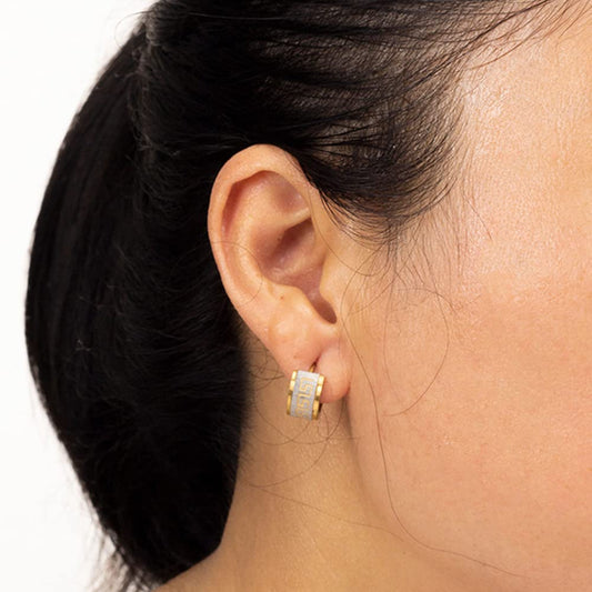 Rockyu ピアス メンズ ステンレス ブラック フープピアス 幾何学模様 幅広 リング 金属アレルギー対応