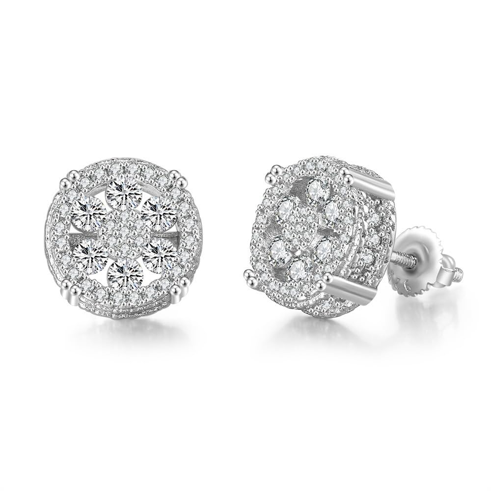 Rockyu ピアス メンズ ブランド 両耳 シルバー ゴールド 四本爪 円型 2.5mm ラウンド 3A級 czダイヤ ジルコニアピアス ネジ式 銅製 セカンドピアス つけっぱなし 金属アレルギー対応 男女兼用 かっこいい 誕生日 記念日 プレゼントアクセサリー