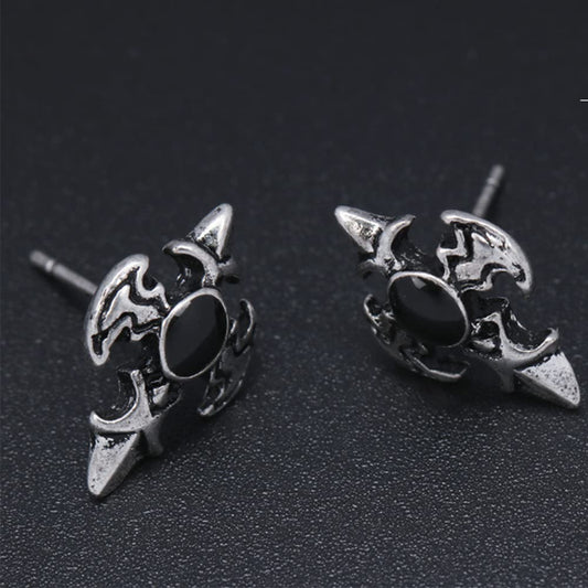 Rockyu ピアス メンズ レディース スターシェイプ シルバー ブラック ジルコニア チタン