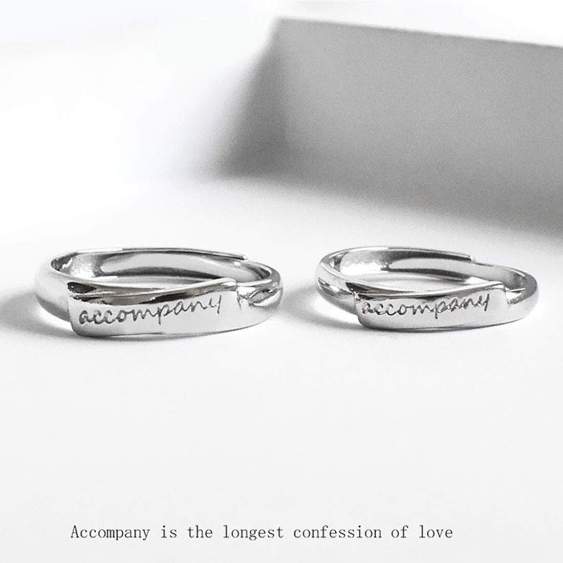 Rockyu 指輪 ペアリング フリーサイズ シルバー925 刻印入り シンプルデザイン 結婚・記念日用