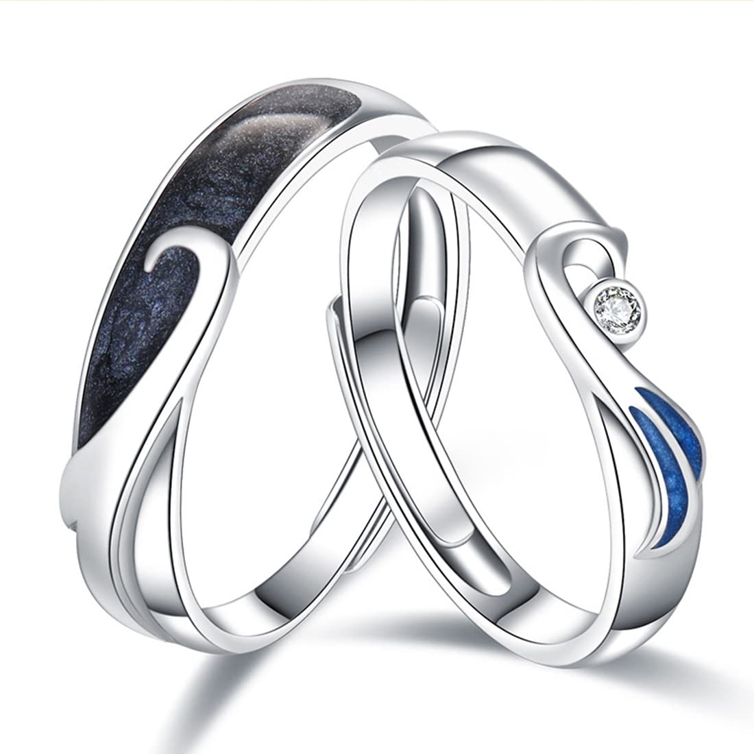 Rockyu フェニックスペアリング シルバー925 純銀製 カップル用フリーサイズリング 2個セット