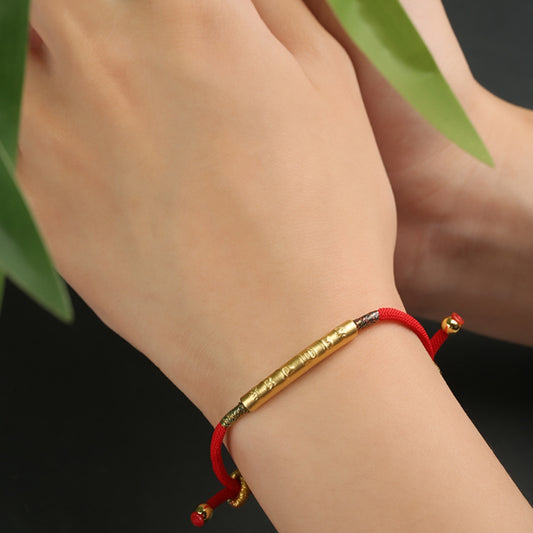 Rockyu ブレスレット レディース 六字真言 ゴールド 紐チェーン シルバー調整可能