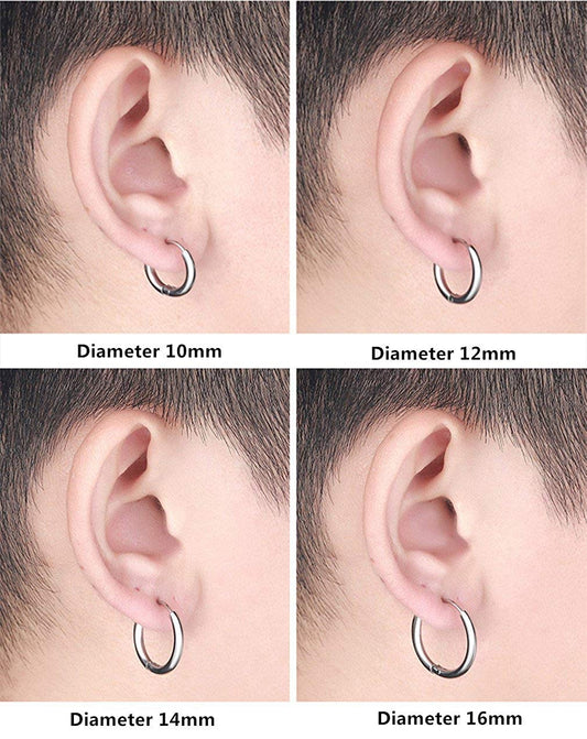 Rockyu フープピアス メンズ レディース 中折れ式 ステンレス 8mm〜20mm アレルギーフリー