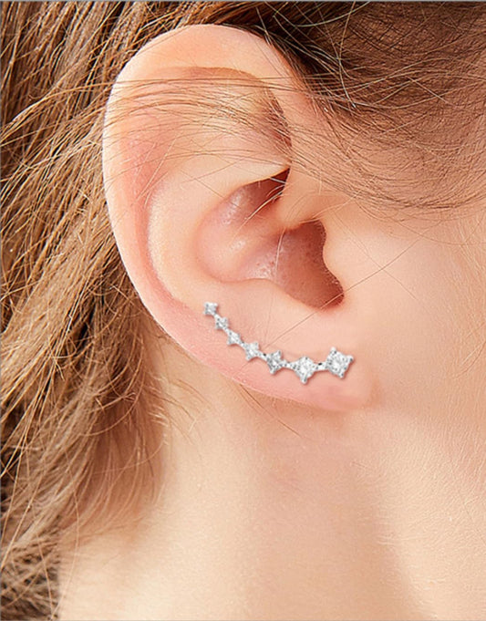 Rockyu スタークリップピアス レディース|S925&キュービックジルコニアの7連星イヤーカフ