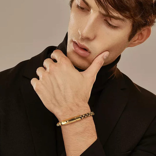 Rockyu ベネチアンチェーン ブレスレット メンズ ステンレス製 シンプルデザイン 6mm 幅 選べるカラー