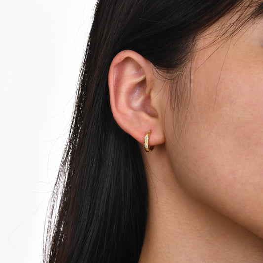 レディース ピアス ゴールド フープピアス AAAジルコニア 高品質真鍮製 IPゴールドメッキ 小ぶり 上品