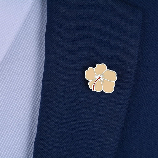 Rockyu ブローチ メンズ レディース イエロー フラワー エナメル メタルラペルピン