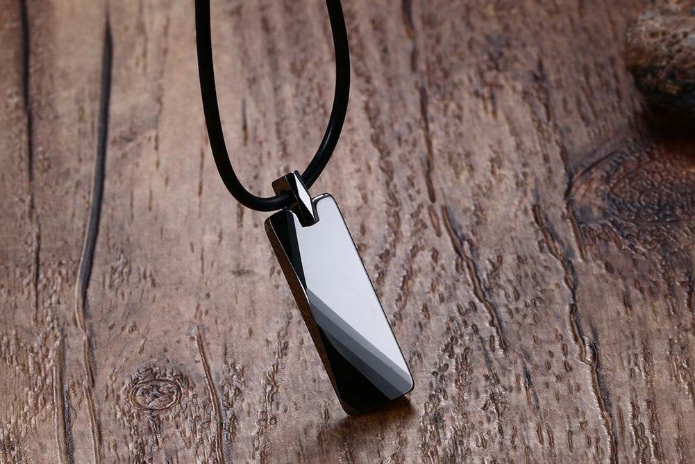 Rockyu ネックレス メンズ タングステン 幾何プレート ミラー仕上げ