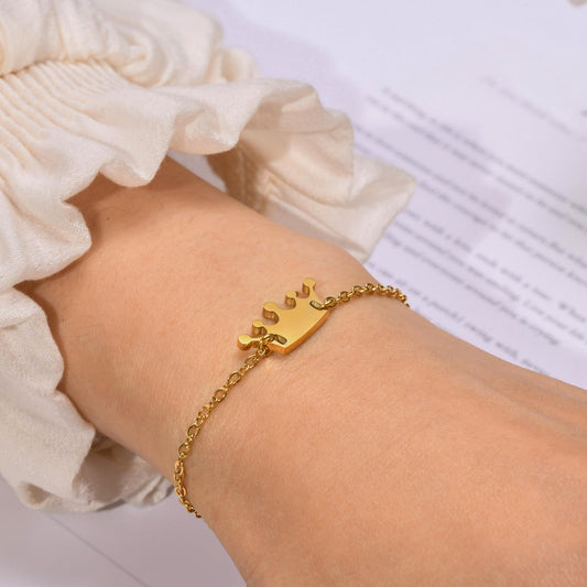 Rockyu クラウンモチーフブレスレット ステンレス製 レディース