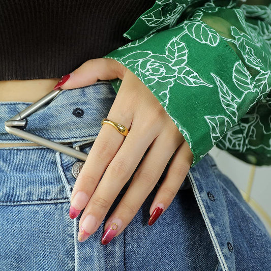 Rockyu 指輪 レディース チタン製 ゴールド&シルバー 幾何デザイン 鏡面仕上げ