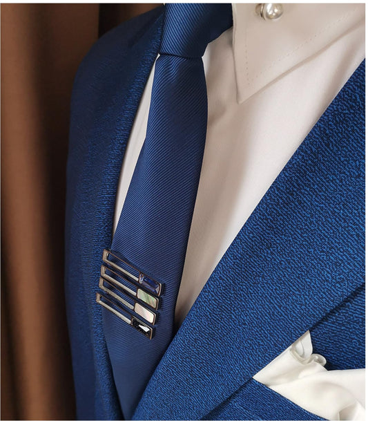 Rockyu ネクタイピン メンズ 誕生石&天然貝インレイ 水色石 青砂石 パールシェル 黒蝶貝 5cm ビジネス フォーマル