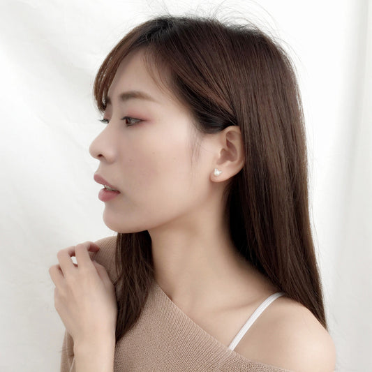 Rockyu 猫耳パールピアス レディース シルバー プチサイズ 可愛いアクセ