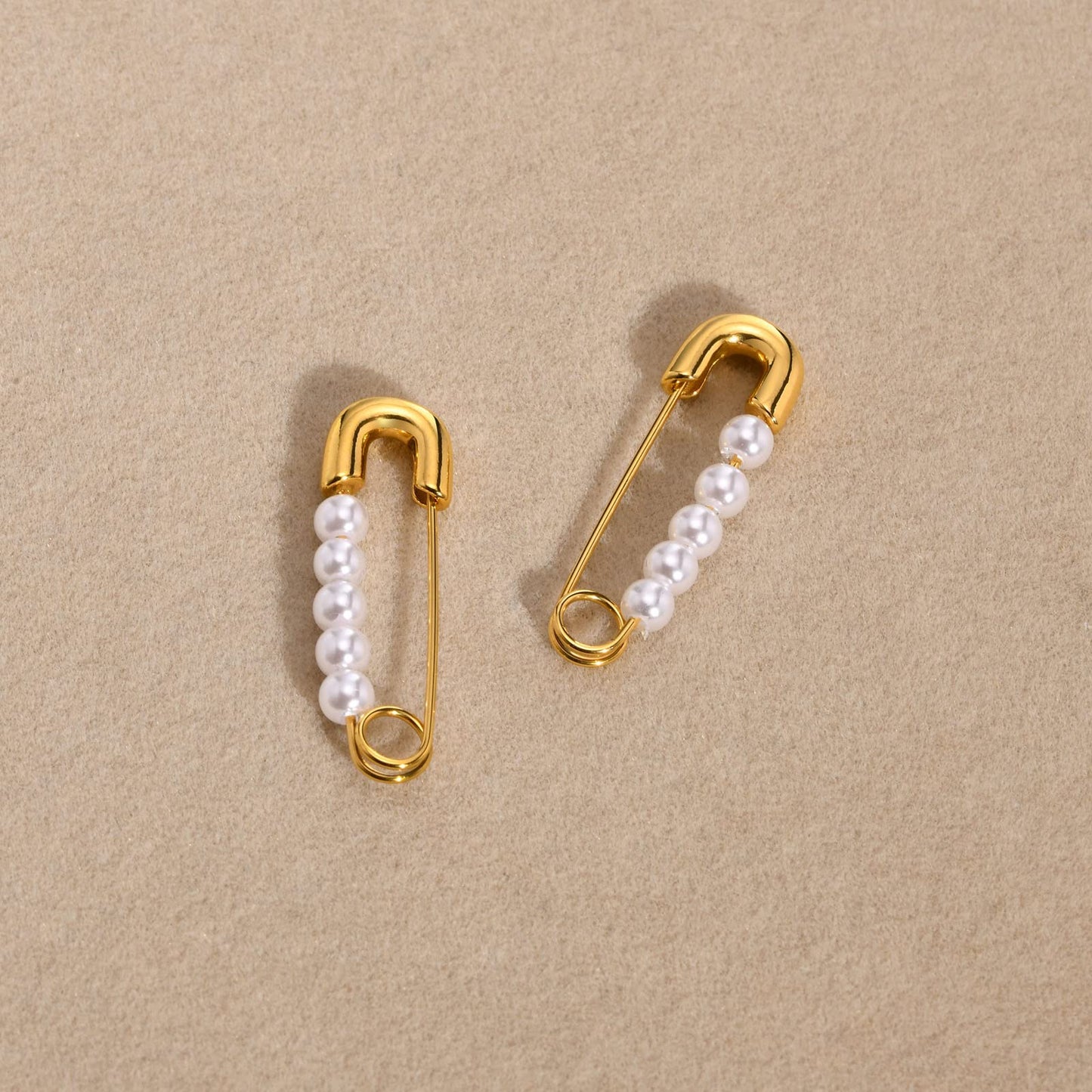 ピアス レディース ゴールド 安全ピンデザイン パール ステンレス製 金属アレルギー対応