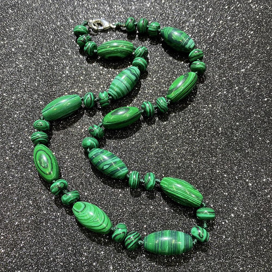 Rockyu 天然石ビーズ ロングネックレス レディース メンズ兼用 数珠風セーターチェーン