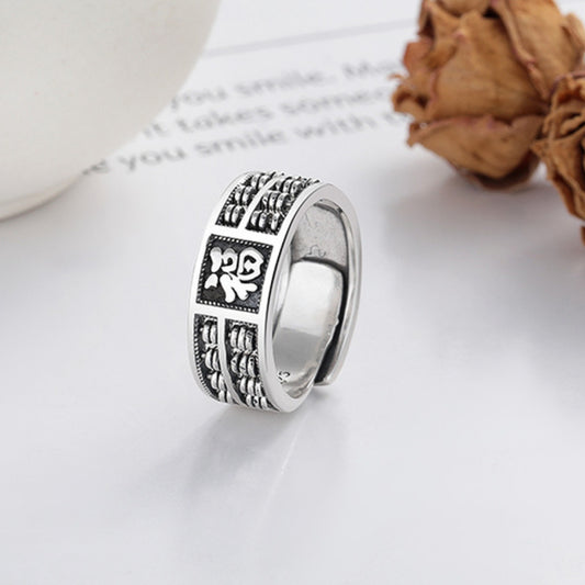 Rockyu 指輪 レディース メンズ 太め シルバー925 算盤モチーフリング フリーサイズ 金運アップ 民族風 お守り