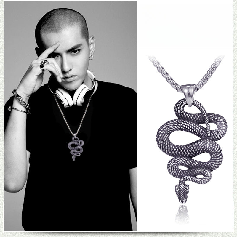 Rockyu メンズヘビーモチーフネックレス ステンレス製 シルバー ロック系アクセサリー