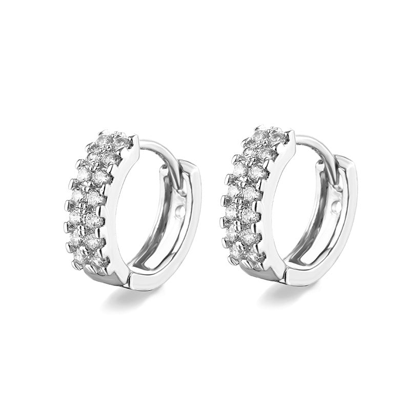 Rockyu ピアス レディース 小さめフープ リングピアス CZダイヤ 18K仕上げ ピンクゴールド・ホワイトゴールド・Kゴールド