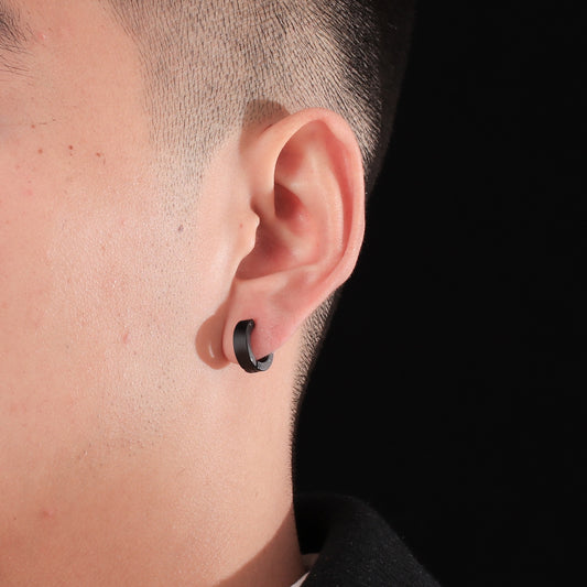 Rockyu ピアス メンズ レディース フープ シルバー ブラック ゴールド ステンレス 金属アレルギー対応