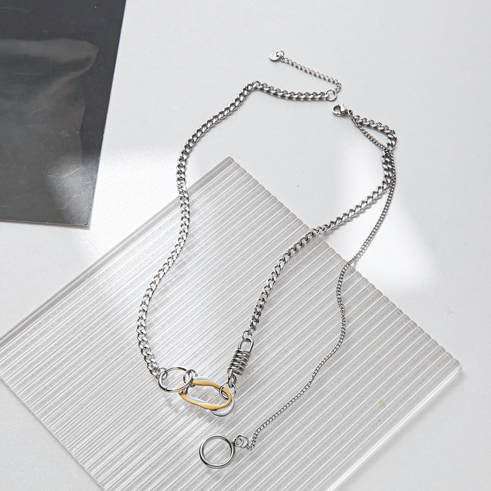 Rockyu ネックレス レディース シルバー チェーン スプリングデザイン ロック風 ヒップホップ おしゃれ アクセサリー