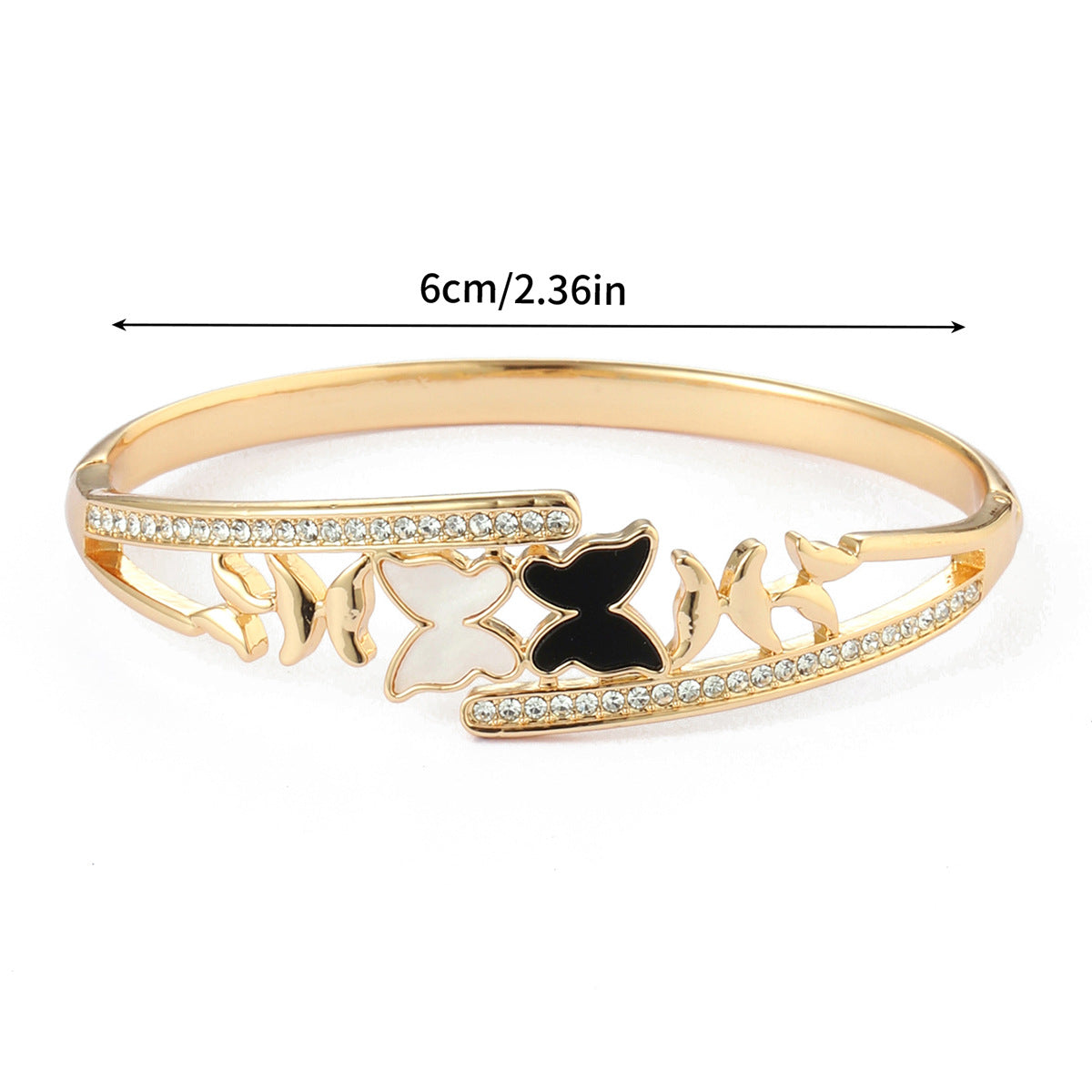 Rockyu ブレスレット レディース 蝶モチーフ ピンクゴールド 18Kメッキ チタン製 キラキラバングル