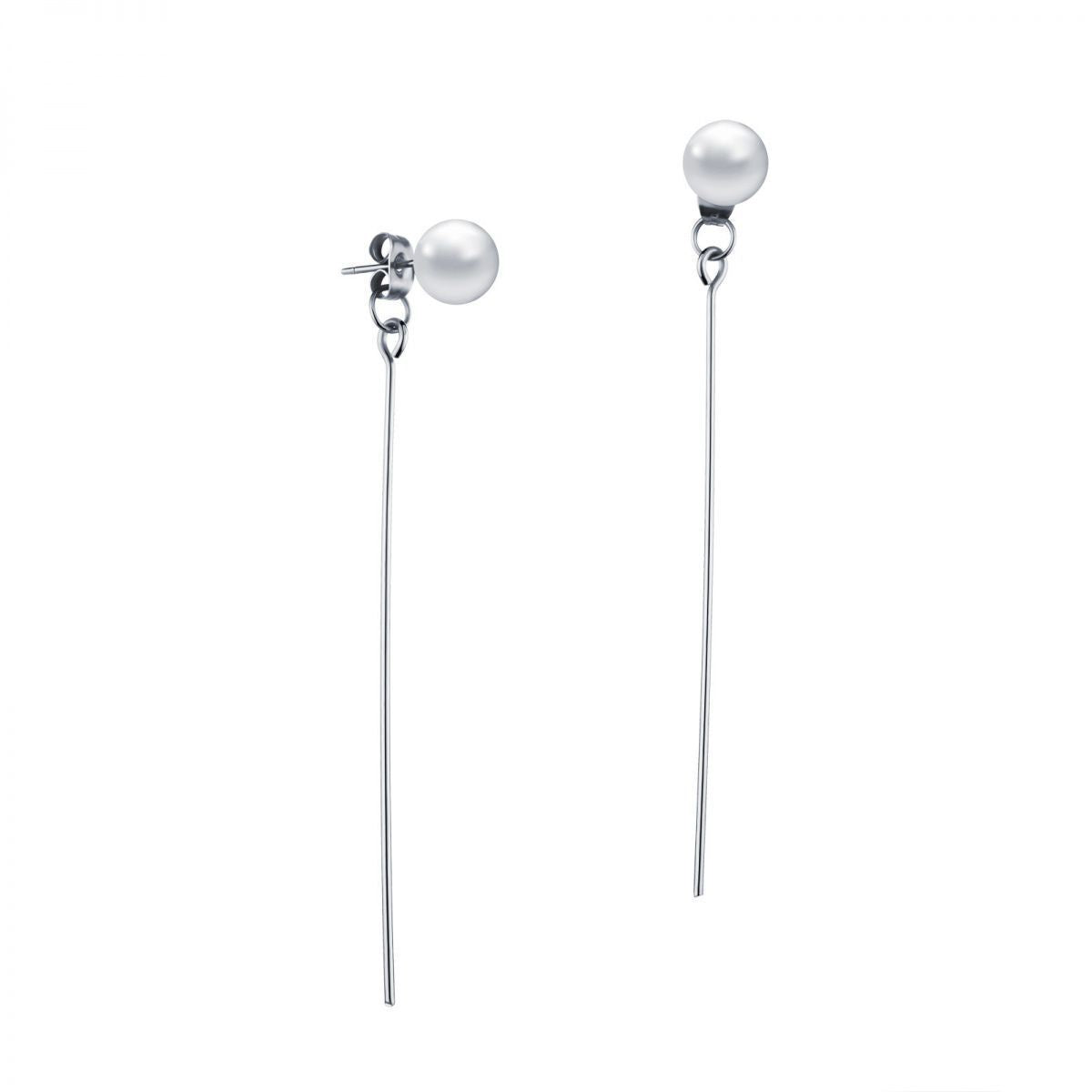 Rockyu パールチェーンピアス ステンレス ゴールド シルバー レディース