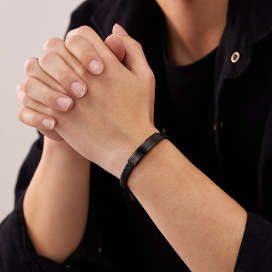 Rockyu ブレスレット メンズ バングル ステンレス レザーブレスレット ブラック 各種類ブレスレット チェーン アレルギー対応ブレスレット かっこいい ファッション アクセサリー