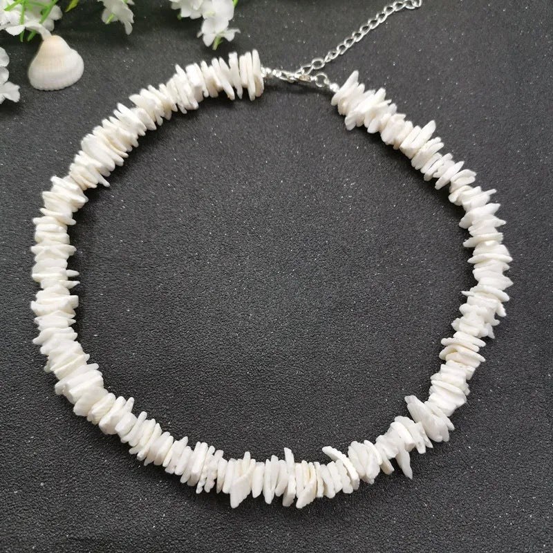 Rockyu ハワイアンジュエリー レディース 貝殻ネックレス ボヘミアン風 天然シェル 40cm