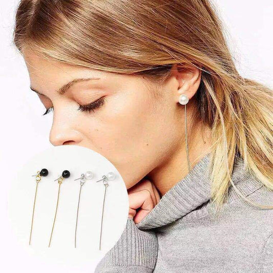 Rockyu パールチェーンピアス ステンレス ゴールド シルバー レディース