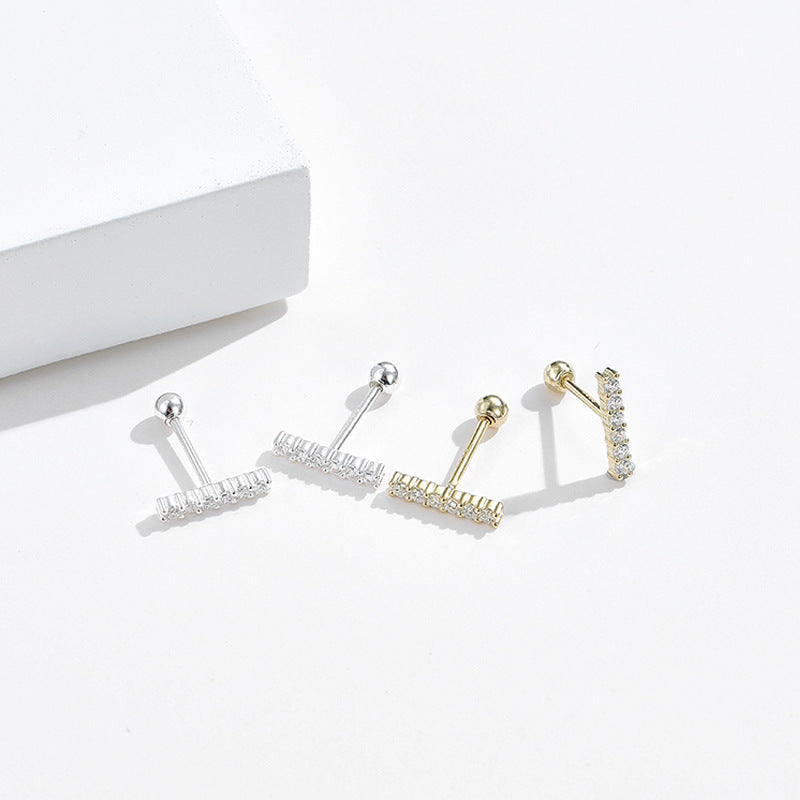 Rockyu ピアス レディース 小さめ シルバー925 ピンクゴールド スワロフスキー ジルコニア ヘリックス&トラガス対応 アレルギー対応